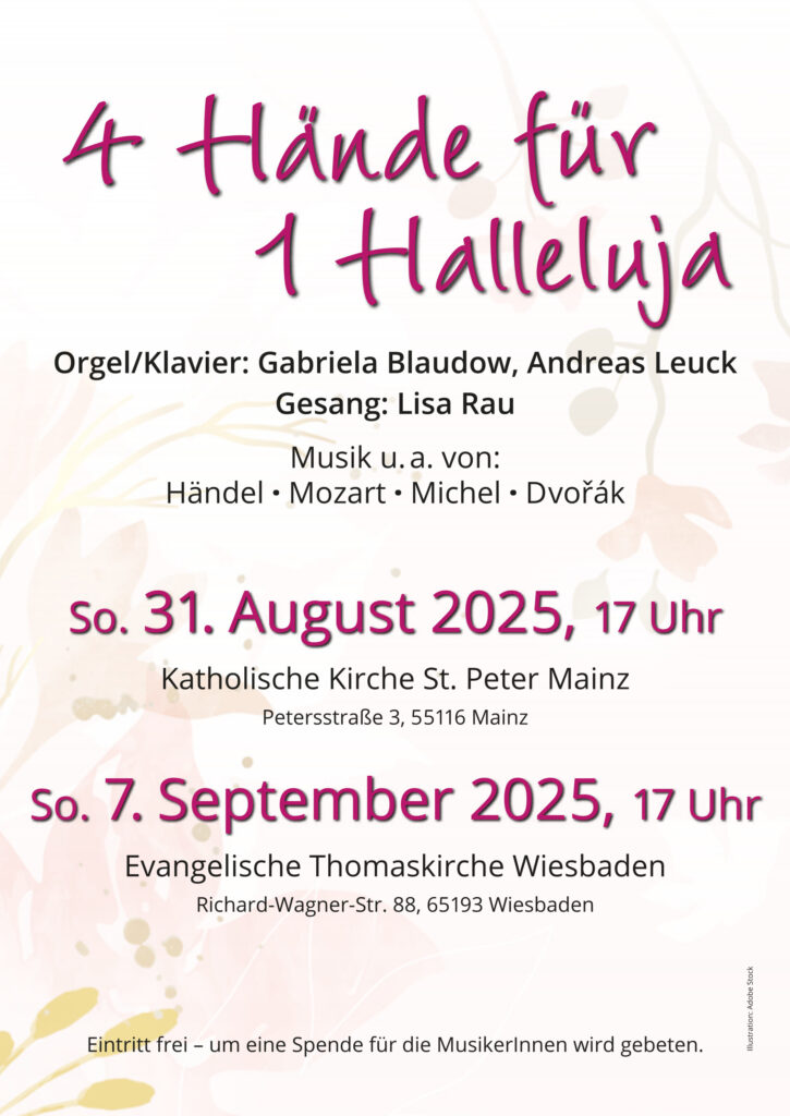Plakat Konzert mit Orgel und Klavier sowie Gesang am 7.9.25 in der Thomaskirche