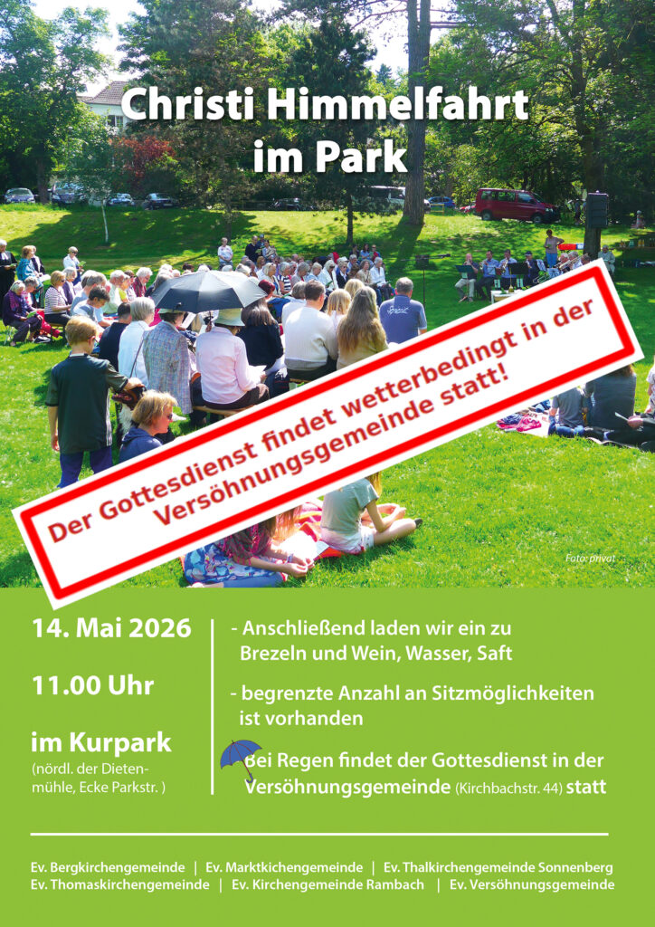 Der Gottesdienst findet wetterbedingt in der Versöhnungsgemeinde statt!